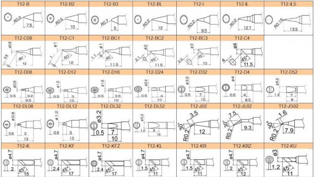 Hakko T12 tipi uçlar için STC'de lehimleme istasyonu Hakko t12 uçlarının işaretlenmesi